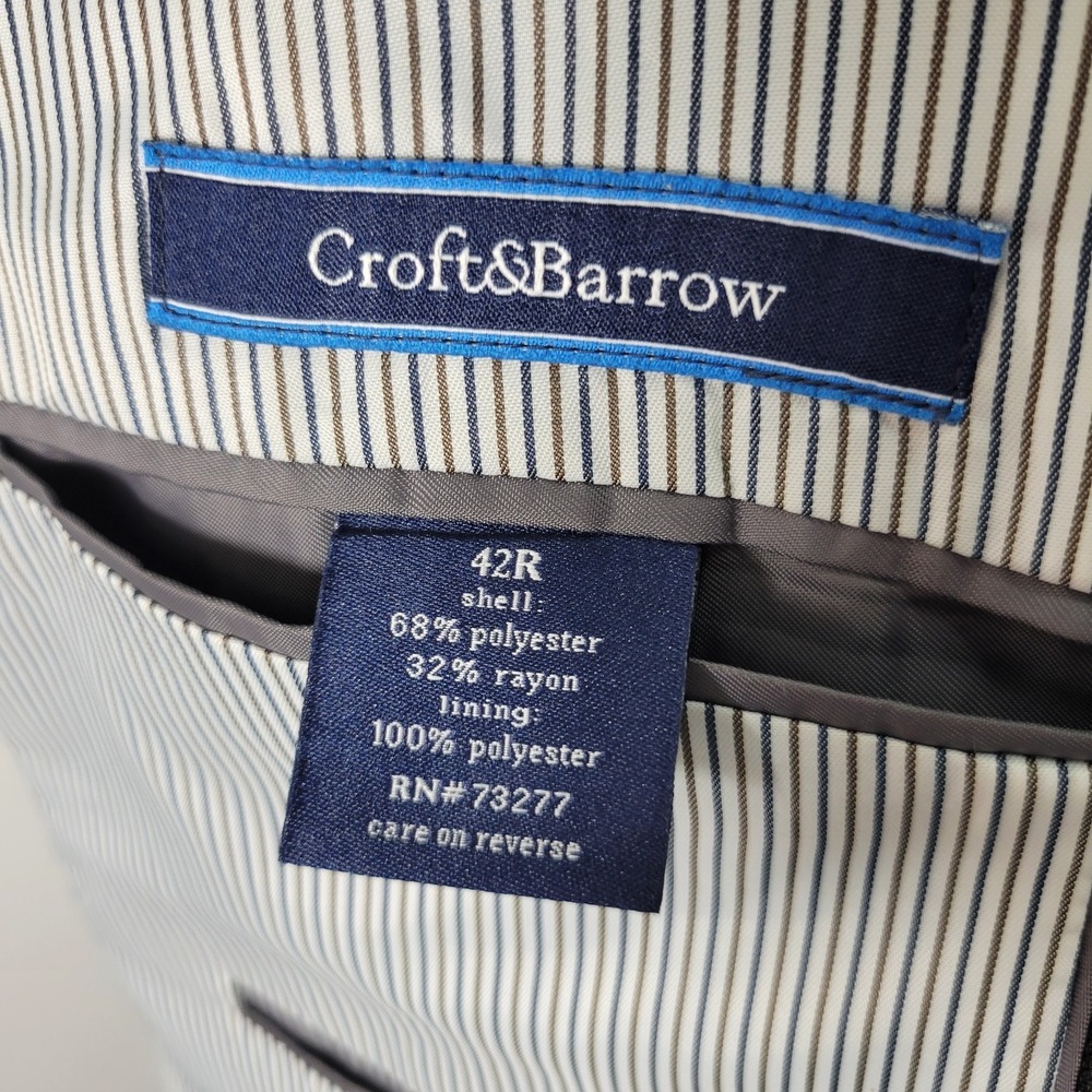 Croft Barrow Men's Sport Coat Blazer‎ Two Button Charcoal Gray Poly Blend 42R - Picture 13 of 13